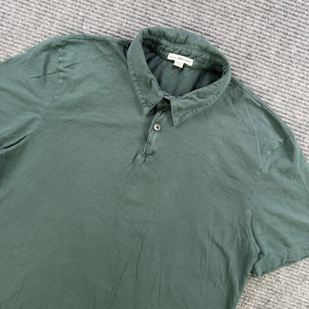 James Perse Standard Green Supima Cotton Polo Shirt Mens 2 Medium MSX3337